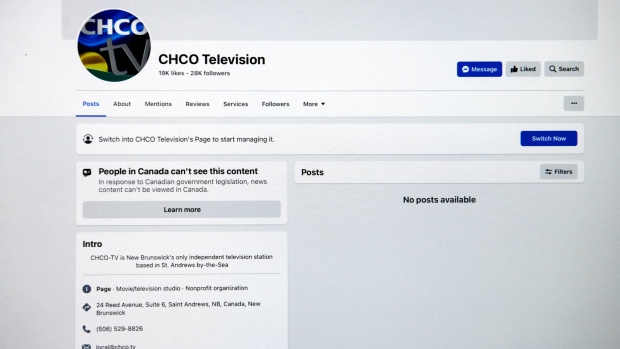 CHCO-TV in St. Andrews, New Brunswick had 28,000 followers on Facebook before Meta removed Canadian news from its social media platforms. Photographer: Galit Rodan/Bloomberg