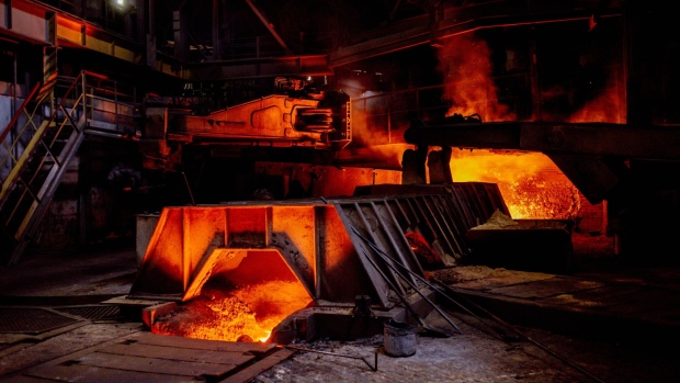 One of the two operational blast furnaces at the Zaporizhstal PJSC rolled steel plant in Zaporizhzhia, Ukraine, on Thursday, June 30, 2022. Russian artillery is just out of range of the plant which belongs to Metinvest Holding LLC, owner of Azovstal, the massive steel plant in Mariupol that was destroyed by artillery and bunker buster bombs as Russian forces dislodged the city's last defenders. Photographer: Julia Kochetova/Bloomberg