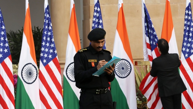 US and Indian national flags