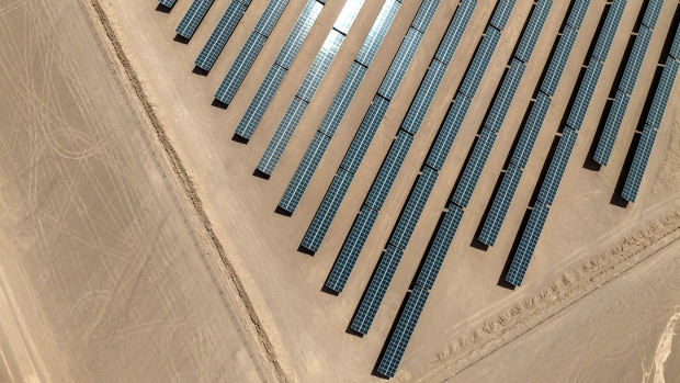 A solar farm project in the Atacama Desert, near Calama, Chile. Photographer: John Moore/Getty Images