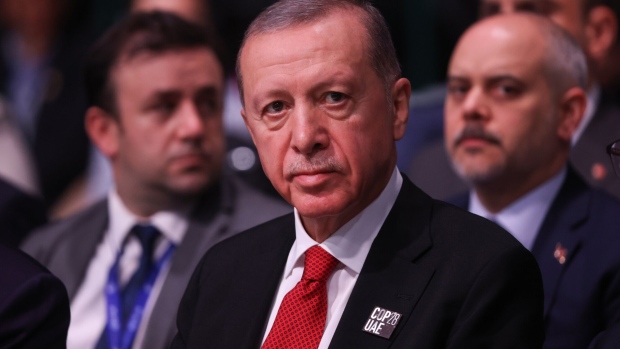 Recep Tayyip Erdogan, Turkey's president, during a high-level segment on day two of the COP28 climate conference at Expo City in Dubai, United Arab Emirates, on Friday, Dec. 1, 2023. More than 70,000 politicians, diplomats, campaigners, financiers and business leaders will fly to Dubai to talk about arresting the world’s slide toward environmental catastrophe.