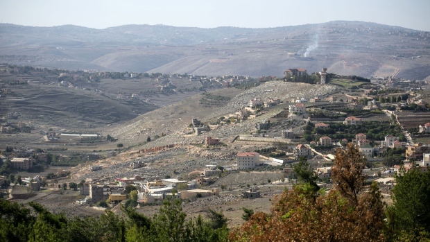 The Israel-Lebanon border seen from Kibbutz Menara.