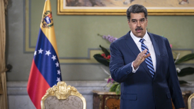 Nicolas Maduro, Venezuela's president, speaks during an official event at Miraflores Palace in Caracas, Venezuela, on Wednesday, Aug. 16, 2023. Maduro officially accept credentials letters from the ambassadors of Chile, France and Colombia.