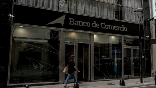 A Banco de Comercio branch in Buenos Aires. Argentina is bracing for a currency devaluation after Javier Milei's inauguration as president on Dec. 10. Photographer: Erica Canepa/Bloomberg