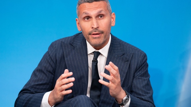 LONDON, ENGLAND - NOVEMBER 27: Chairman of Manchester City FC, Khaldoon Al Mubarak speaks at the Global Investment Summit at Hampton Court Palace on November 27, 2023 in London, England. Led by Prime Minister Rishi Sunak and The Secretary of State for Business and Trade Kemi Badenoch, the summit aims to spotlight the United Kingdom as a premier destination for international investments. (Photo by Stefan Rousseau - WPA Pool/Getty Images)