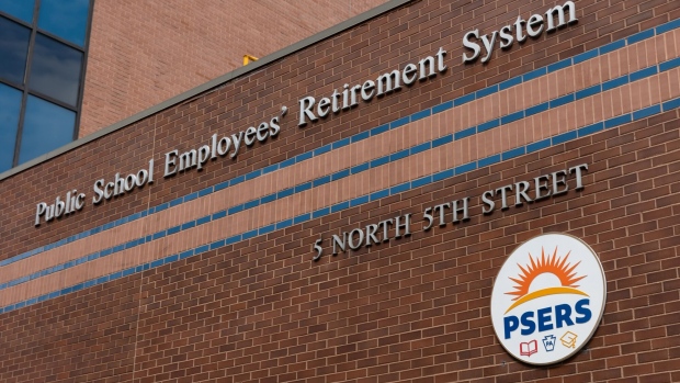 The Public School Employees' Retirement System (PSERS) in Harrisburg, Pennsylvania, U.S., on Wednesday, March 30, 2022. Pennsylvania's pension problems aren't isolated, but it’s not often that trustees go to the mat like State Senator Katie Muth to obtain documents. Photographer: Hannah Beier/Bloomberg