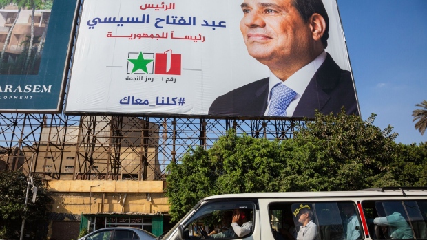An election billboard for Abdel-Fattah El-Sisi, Egypt’s president, in Cairo on Nov. 16, 2023.