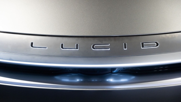 The grille of a Lucid Motors Air Grand Touring electric vehicle (EV) at the company's showroom in New York, US, on Monday, Aug. 8, 2022. Lucid Group Inc. Chairman Andrew Liveris said electric vehicles will become the "primary mode of transportation in our lifetime."