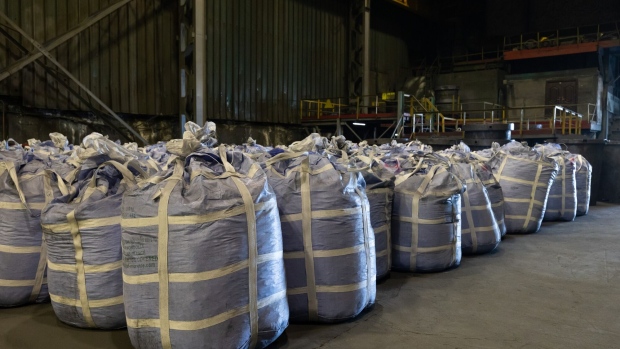 Bags of molybdenum concentrate at the Erdenet Mining Corp. copper mine in Erdenet, Mongolia, on Wednesday, March 15, 2023. Erdenet, the country's second-biggest copper mine, has been producing since 1978 when it was set up with support from the Soviet Union.