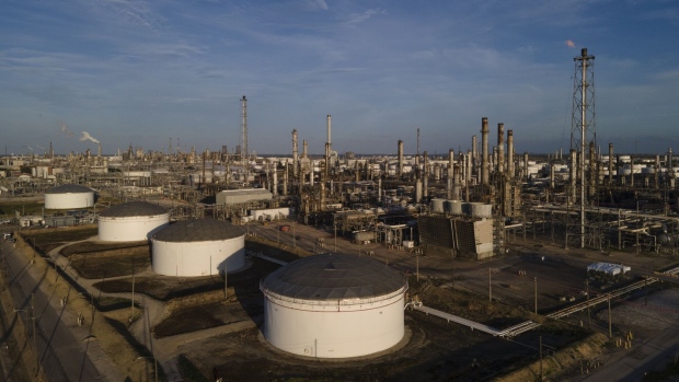 The Marathon Petroleum Galveston Bay Refinery in Texas City, Texas, US, on Tuesday, Aug. 2, 2022. Marathon Petroleum Corp., the largest US fuelmaker, made more money in the second quarter than in any of its previous years since becoming an independent refiner over a decade ago.