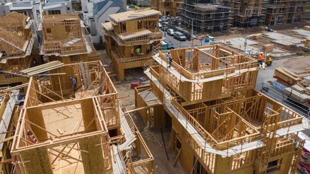 Homes under construction in Irvine, California, US.
