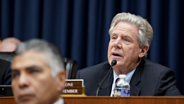 Representative Frank Pallone, a Democrat from New Jersey and ranking member of the House Energy and Commerce Committee, speaks during a hearing in Washington, DC, US, on Thursday, March 23, 2023. The TikTok chief executive officer plans to tell Congress his app does more to protect young users than rival social media and that Beijing has no authority over its data, invoking familiar arguments to head off a US ban orforced sale.