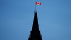 Canada flag on Peace Tower in Ottawa