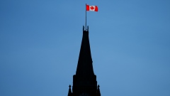 Canada flag on Peace Tower in Ottawa