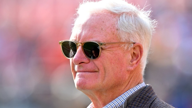 CLEVELAND, OHIO - NOVEMBER 05: Cleveland Browns co-owner Jimmy Haslam looks on before the game against the Arizona Cardinals at Cleveland Browns Stadium on November 05, 2023 in Cleveland, Ohio. (Photo by Jason Miller/Getty Images) Photographer: Jason Miller/Getty Images North America