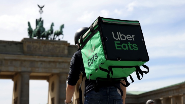An Uber Eats courier in Berlin. Photographer: Liesa Johannssen-Koppitz/Bloomberg
