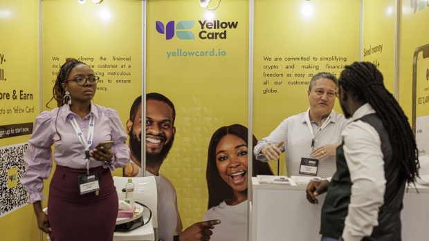 The Yellow Card Inc. booth at the Africa Tech Summit in Nairobi, Kenya, on Wednesday, Feb. 15, 2023. The tech summit, held in Kenya's capital, runs from 15-16 Feb. Photographer: Patrick Meinhardt/Bloomberg