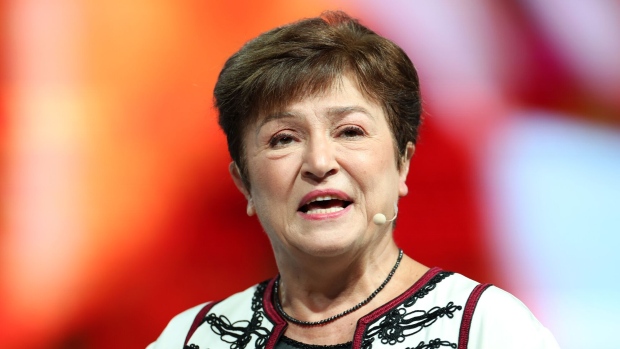 Kristalina Georgieva, managing director of the International Monetary Fund (IMF), speaks during the Singapore FinTech Festival in Singapore, on Wednesday, Nov. 15, 2023. Artificial intelligence can help “amplify some of the benefits” of central bank digital currencies or CBDCs by improving financial inclusion and providing support to people with low financial literacy, Georgieva, said.