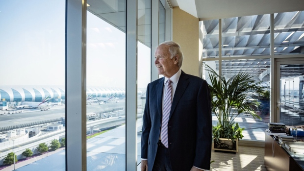 Emirates Airlines President Tim Clark in his office in Dubai, on Jan. 8. Photographer: Natalie Naccache/Bloomberg