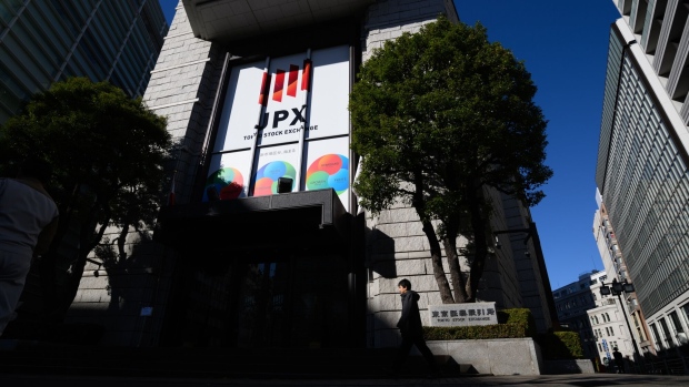 The Tokyo Stock Exchange (TSE), operated by Japan Exchange Group Inc. (JPX), in Tokyo, Japan, on Thursday, Jan. 4, 2024. Japanese stocks fall on their first trading day of the year after US shares slumped on Federal Reserve meeting minutes indicating interest rates will remain elevated for longer, and as a powerful earthquake in Japan’s northwest coast on New Year’s Day weighs on investor sentiment.