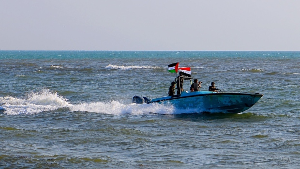 Members of the Yemeni Coast Guard affiliated with the Houthi group patrol the sea. Photographer: -/AFP/Getty Images
