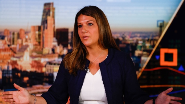 Erin Platts, UK chief executive officer of HSBC Innovation Banking, during a Bloomberg Television interview in London, UK, on Tuesday, June 13, 2023. The UK arm of HSBC Innovation Banking is led by Platts, the CEO of Silicon Valley Bank UK, which HSBC bought for a nominal £1 in March in the wake of the collapse of its US parent. Photographer: Carlos Jasso/Bloomberg