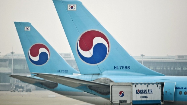 The Korean Air Lines aircraft at Incheon International Airport in Incheon, South Korea. Photographer: Jean Chung/Bloomberg 