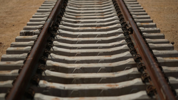 A segment of newly laid railroad track is seen in Oklahoma, U.S. Photographer: Bloomberg Creative Photos/Bloomberg