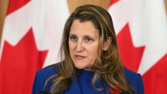 Chrystia Freeland, Canada's deputy prime minister and finance minister, during a news conference in Ottawa, Ontario, Canada, on Friday, Nov. 3, 2023.  James Park/Bloomberg