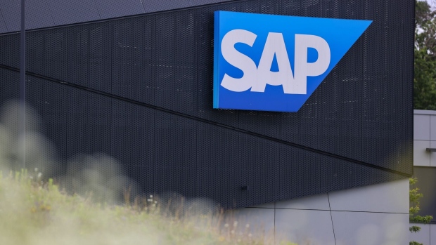 A logo on an office at the SAP SE campus in Walldorf, Germany, on Thursday, July 15, 2021. The software company reports second quarter earnings on July 21. Photographer: Alex Kraus/Bloomberg