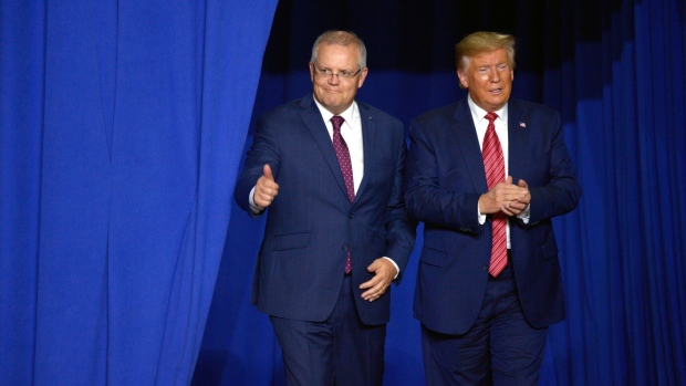 Scott Morrison, left, with Donald Trump in Ohio in 2019.