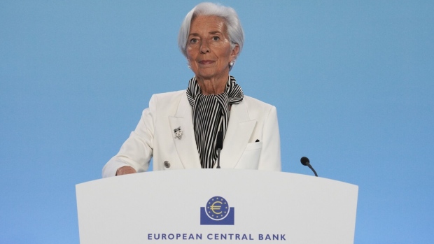 Christine Lagarde, president of the European Central Bank (ECB), at a rates decision news conference in Frankfurt, Germany, on Thursday, Jan. 25, 2024. The European Central Bank kept interest rates on hold for a third straight meeting and stuck with wording that suggests cuts may still be some way off.