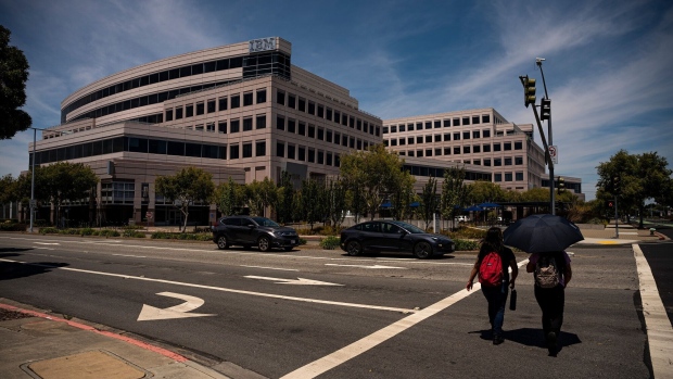 IBM offices in Foster City, California, US, on Wednesday, June 14, 2023. International Business Machines Corp. (IBM) is expected to release earnings figures on July 19.