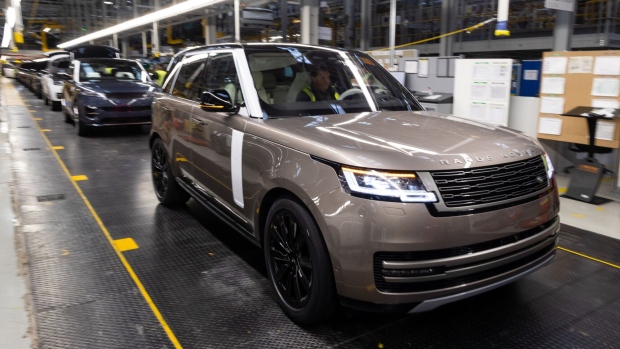 A Range Rover sports utility vehicle (SUV) moves along the production line at Tata Motors Ltd.'s Jaguar Land Rover vehicle manufacturing plant in Solihull, UK, on Friday, Jan. 20, 2023. Tata Motors are due to report their latest results on Wednesday.