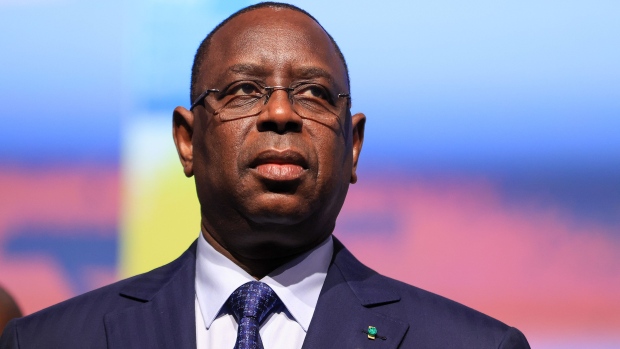 Macky Sall, Senegal's president, at the Group of 20 investment summit in Berlin, Germany, on Monday, Nov. 20, 2023. German Chancellor Olaf Scholz pledged €4 billion ($4.4 billion) for the Africa-EU Green Energy Initiative through 2030 and said Europe’s biggest economy will import “a large proportion” of its green hydrogen needs from the continent.