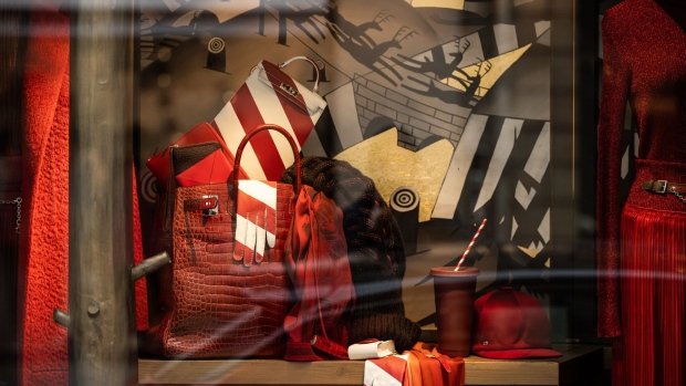 Handbags and accessories at a Hermes luxury boutique in Paris. Photographer: Benjamin Girette/Bloomberg