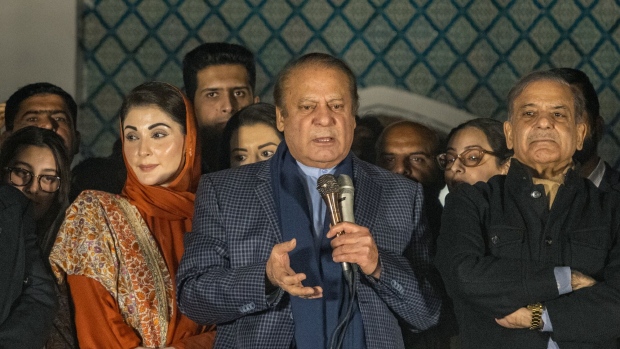 Nawaz Sharif in Lahore on Feb. 9. Photographer: Elke Scholiers/Getty Images
