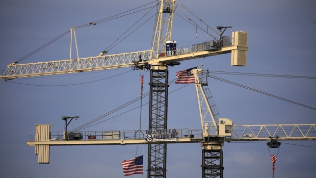 Construction cranes in Nashville, US. Photographer: Luke Sharrett/Bloomberg