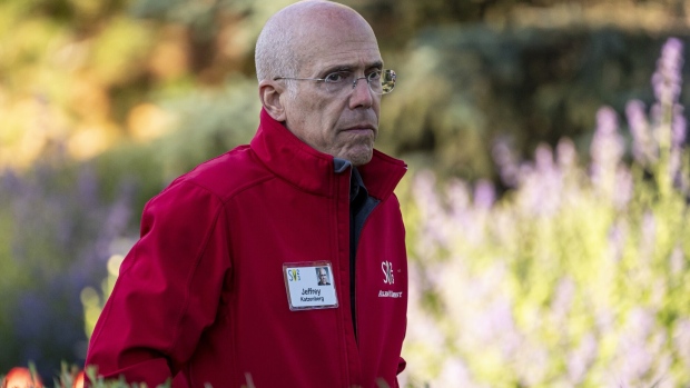 Jeffrey Katzenberg, chairman and founder of Quibi SA, walks to the morning session during the Allen & Co. Media and Technology Conference in Sun Valley, Idaho, US, on Thursday, July 13, 2023. The summit is typically a hotbed for etching out mergers over handshakes, but could take on a much different tone this year against the backdrop of lackluster deal volume, inflation and higher interest rates.