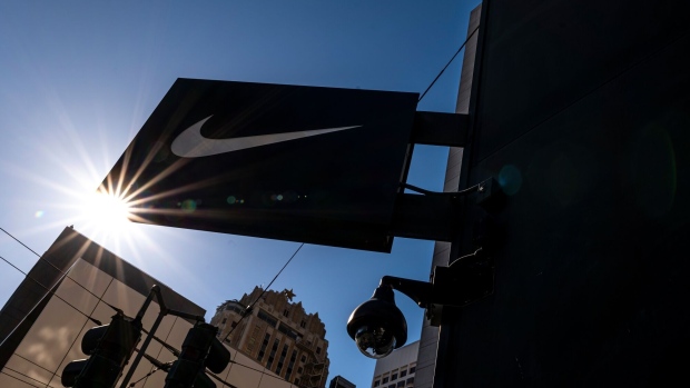 A Nike store in San Francisco, California, US, on Monday, Aug. 7, 2023. Nike Inc. is scheduled to release earnings figures on September 28. Photographer: David Paul Morris/Bloomberg