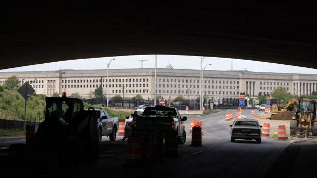 The Pentagon building in Arlington, Virginia, US, on Friday, April 14, 2023. The FBI yesterday arrested a 21-year-old Air National Guardsman in connection with the leak of highly classified documents including maps, intelligence updates and the assessment of Russia's war in Ukraine after the Pentagon and Justice Department launched investigations into the leak. Photographer: Nathan Howard/Bloomberg