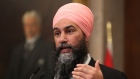Jagmeet Singh, leader of the New Democratic Party (NDP), speaks during a news conference following the tabling of the federal budget in Ottawa, Ontario, Canada, on Thursday, April 7, 2022.