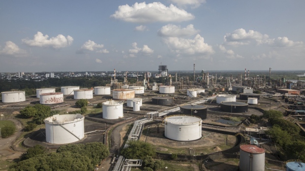 Storage tanks at a refinery in Barrancabermeja, Colombia.