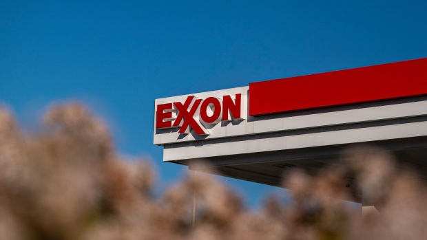 Signage at an Exxon Mobil gas station in Mountain View, California, U.S., on Thursday, Jan. 27, 2022. Exxon Mobil Corp. is scheduled to release earnings figures on February 1. Photographer: David Paul Morris/Bloomberg