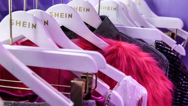 Clothes at the Shein pop-up store in New York, US, on Friday, Oct. 28, 2022. Shein, the online retailer that has turbocharged the global fast-fashion industry, is planning to deepen its foothold in the US as its sales to American shoppers continue to soar, the Wall Street Journal reports.