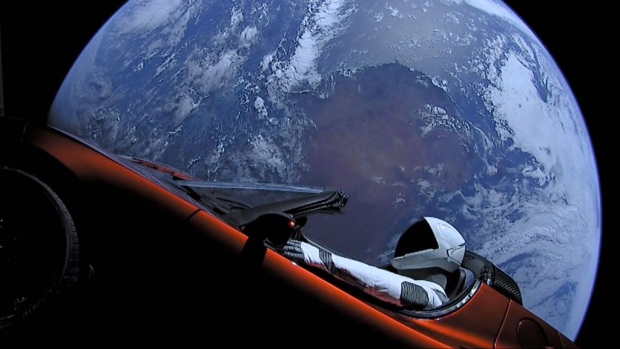 A Tesla Roadster launched from a SpaceX Falcon Heavy rocket in 2018. Source: SpaceX