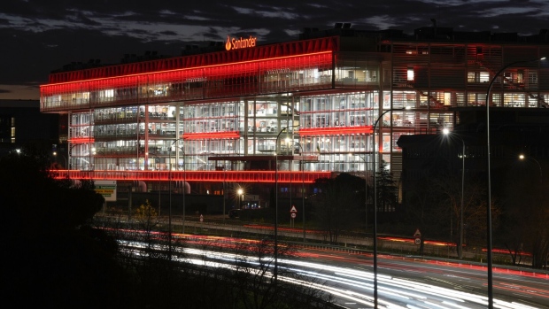 A Banco Santander SA office building in Madrid. Photographer: Paul Hanna/Bloomberg