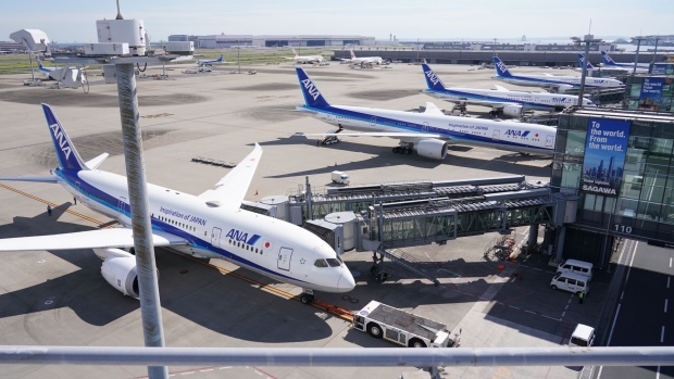 <p>ANA Holdings aircraft at Haneda Airport in Tokyo.</p>