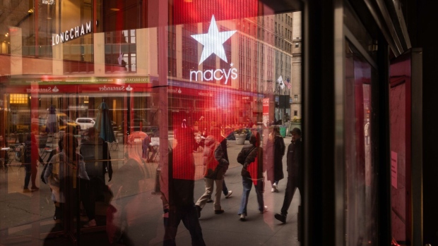 <p>Shoppers outside the Macy's flagship store in the Herald Square neighborhood of New York.</p>