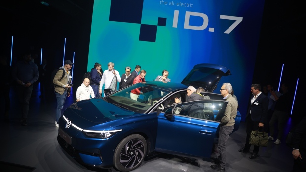 The VW ID.7 during its unveiling in Berlin in 2023. Photographer: Krisztian Bocsi/Bloomberg